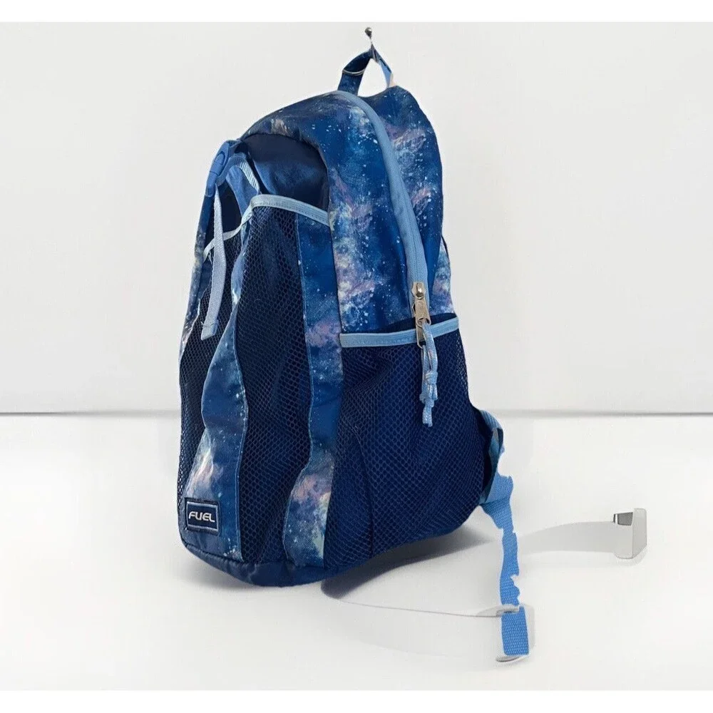 FUEL Galaxy Space Large Laptop Backpack College Bookbag Multi Compartments Blue